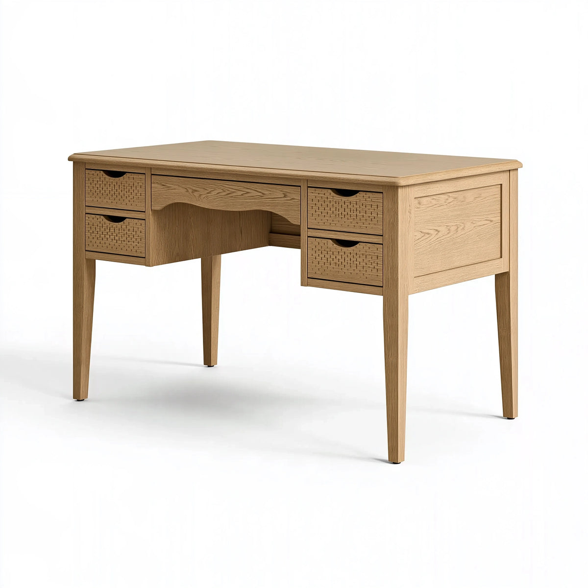 Bureau 120 x 60 x 75 cm en bois chêne clair avec 4 tiroirs style naturel